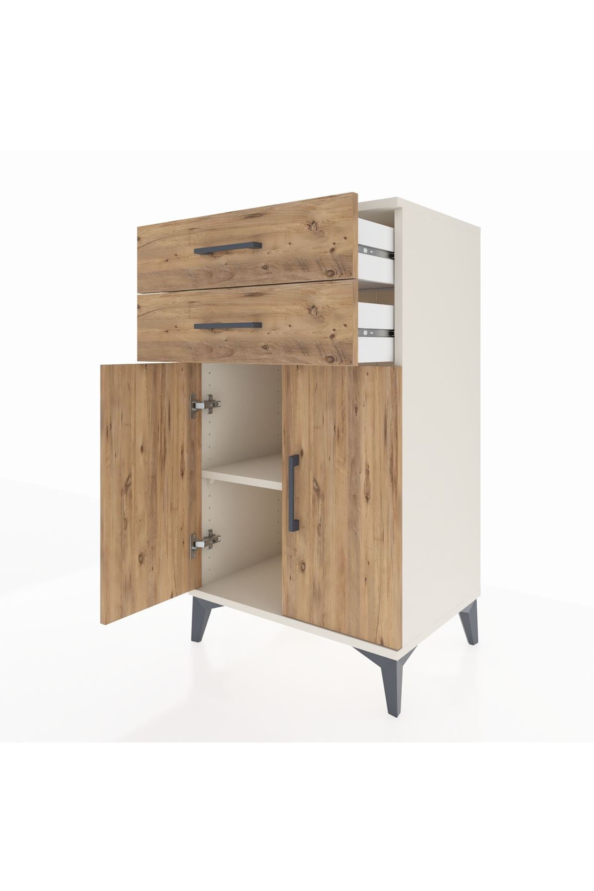 Hyperion Komodin Tek Raflı 2 Çekmeceli 2 Kapaklı 60x44x106 Aytaşı-Çam