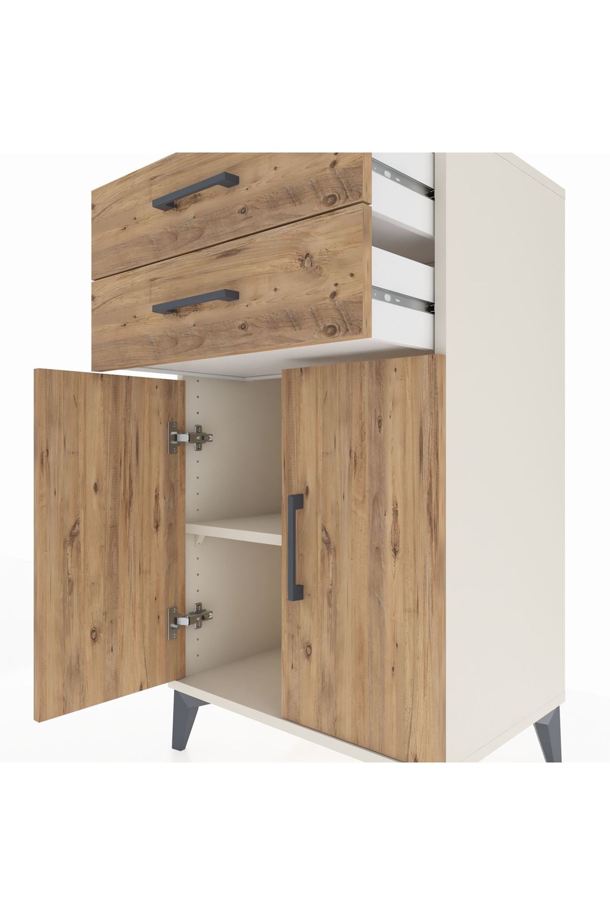 Hyperion Komodin Tek Raflı 2 Çekmeceli 2 Kapaklı 60x44x106 Aytaşı-Çam