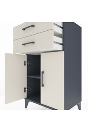 Hyperion Komodin Tek Raflı 2 Çekmeceli 2 Kapaklı 60x44x106 Antrasit-Aytaşı