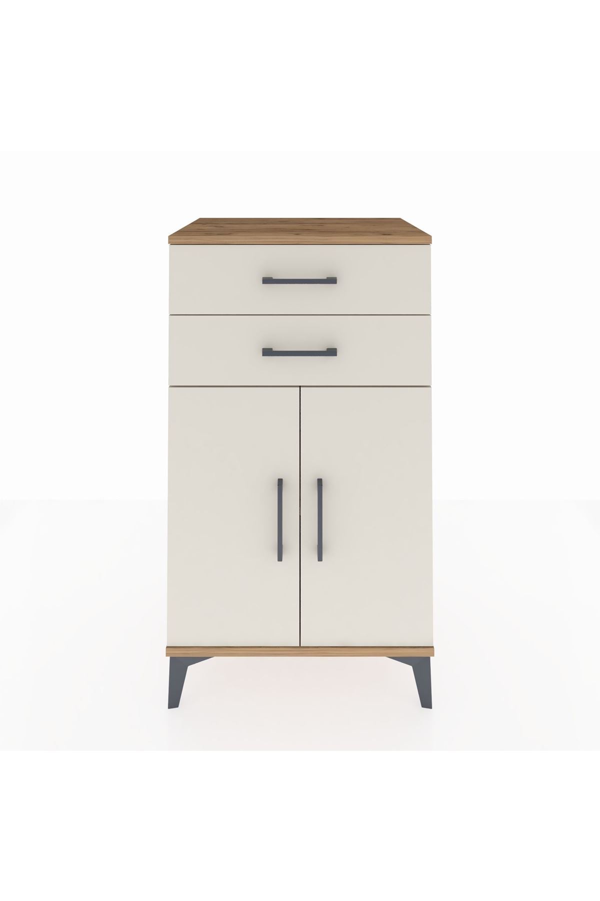 Hyperion Komodin Tek Raflı 2 Çekmeceli 2 Kapaklı 60x44x106 Çam-Aytaşı