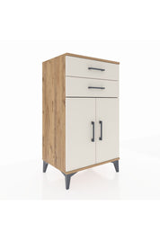 Hyperion Komodin Tek Raflı 2 Çekmeceli 2 Kapaklı 60x44x106 Çam-Aytaşı