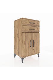 Hyperion Komodin Tek Raflı 2 Çekmeceli 2 Kapaklı 60x44x106 Çam-Çam