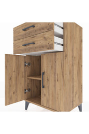 Hyperion Komodin Tek Raflı 2 Çekmeceli 2 Kapaklı 60x44x106 Çam-Çam