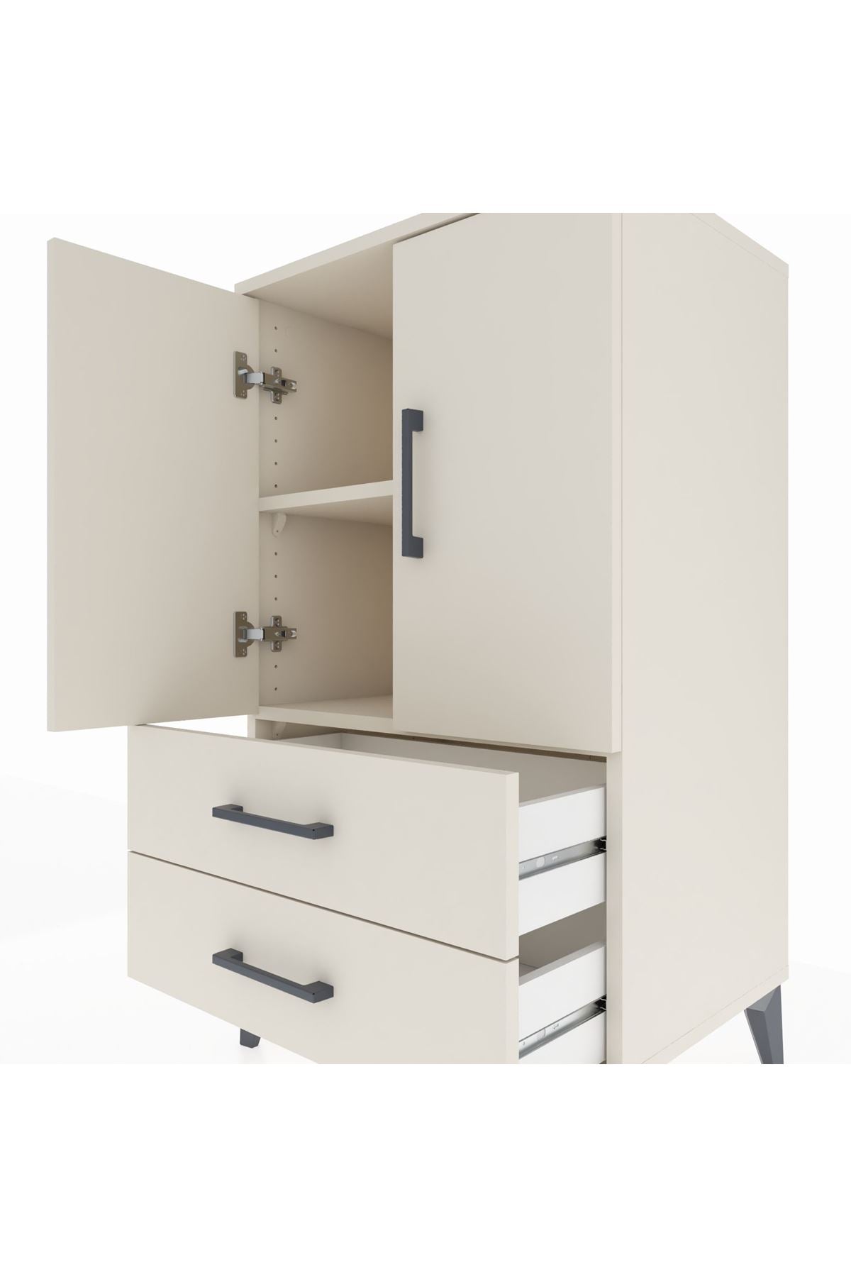 Hyperion Komodin 2 Raflı 2 Çekmeceli 2 Kapaklı 60x44x106 Aytaşı-Aytaşı