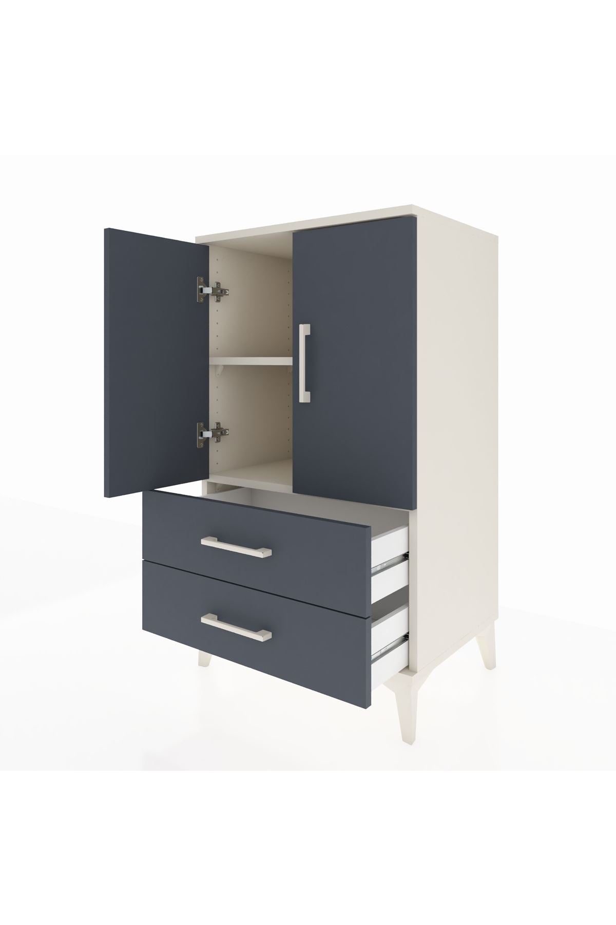 Hyperion Komodin 2 Raflı 2 Çekmeceli 2 Kapaklı 60x44x106 Aytaşı-Antrasit