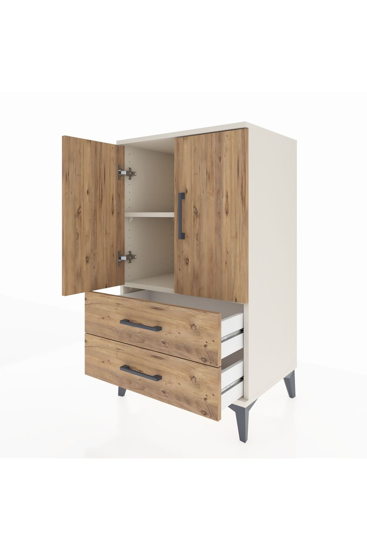 Hyperion Komodin 2 Raflı 2 Çekmeceli 2 Kapaklı 60x44x106 Aytaşı-Çam