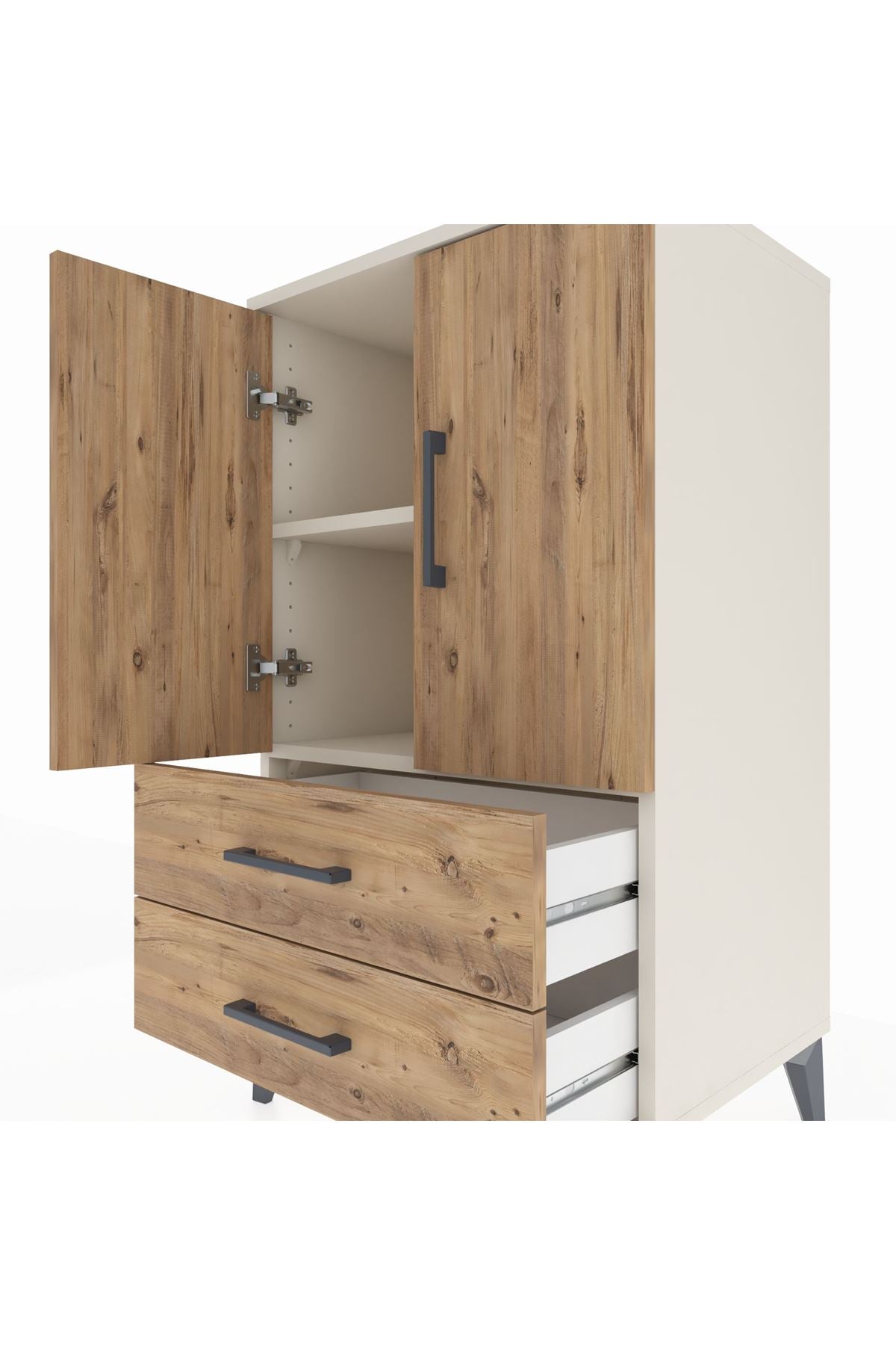 Hyperion Komodin 2 Raflı 2 Çekmeceli 2 Kapaklı 60x44x106 Aytaşı-Çam