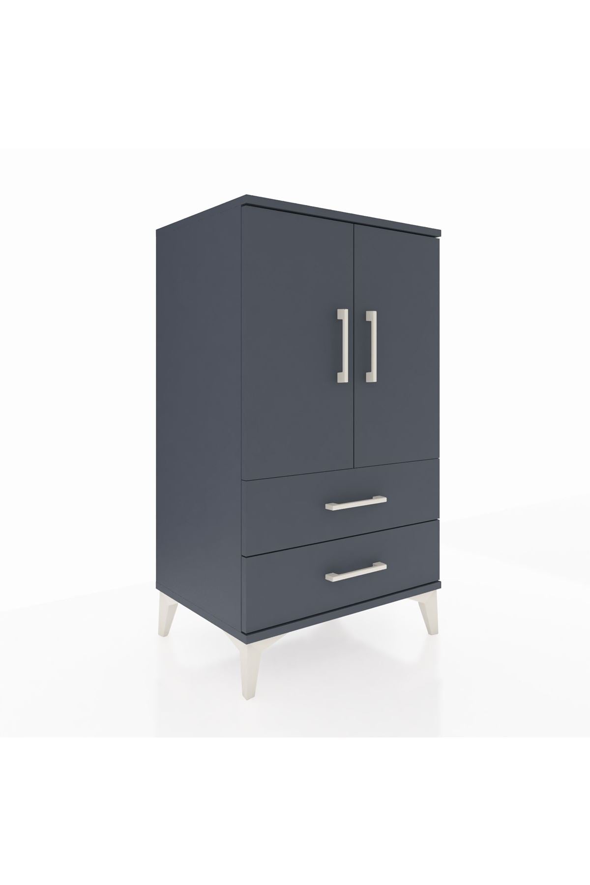 Hyperion Komodin 2 Raflı 2 Çekmeceli 2 Kapaklı 60x44x106 Antrasit-Antrasit