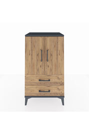 Hyperion Komodin 2 Raflı 2 Çekmeceli 2 Kapaklı 60x44x106 Antrasit-Çam