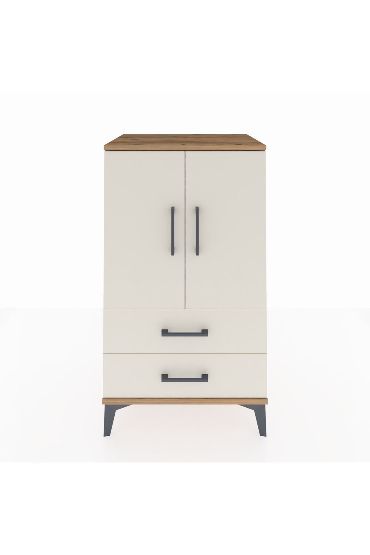 Hyperion Komodin 2 Raflı 2 Çekmeceli 2 Kapaklı 60x44x106 Çam-Aytaşı