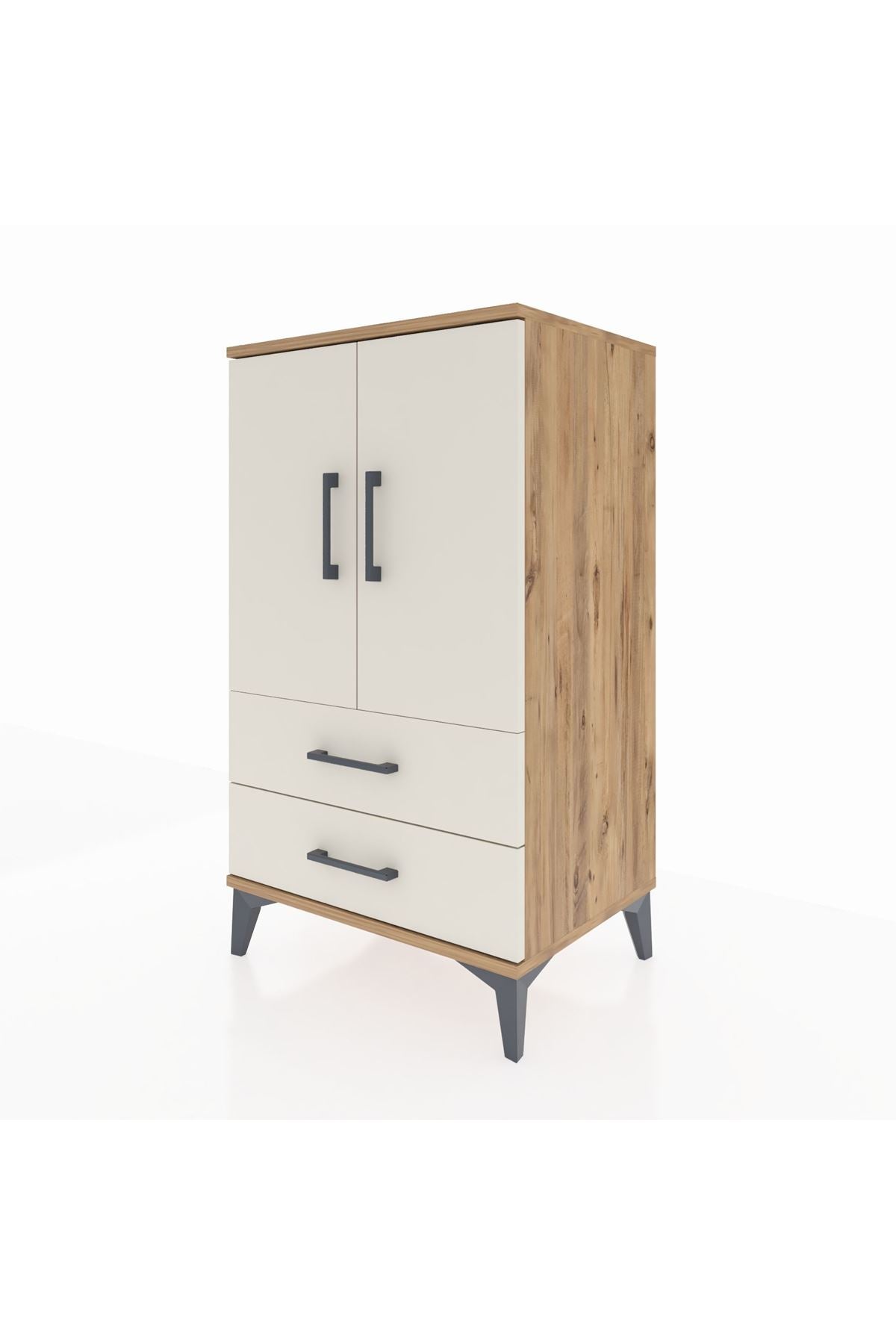 Hyperion Komodin 2 Raflı 2 Çekmeceli 2 Kapaklı 60x44x106 Çam-Aytaşı