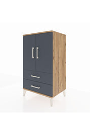 Hyperion Komodin 2 Raflı 2 Çekmeceli 2 Kapaklı 60x44x106 Çam-Antrasit