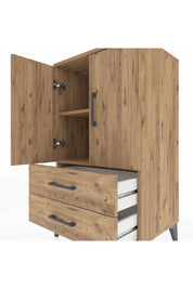 Hyperion Komodin 2 Raflı 2 Çekmeceli 2 Kapaklı 60x44x106 Çam-Çam