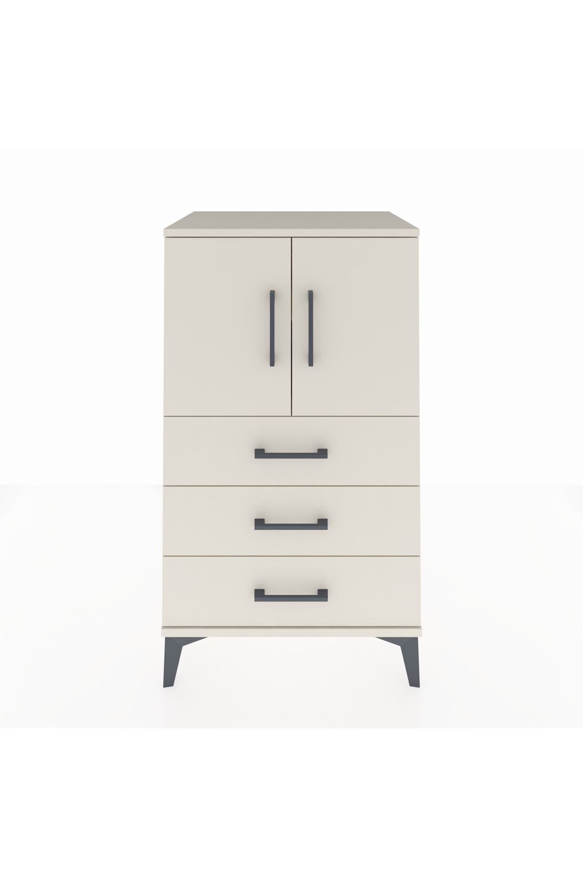 Hyperion Komodin 2 Raflı 3 Çekmeceli 2 Kapaklı 60x44x106 Aytaşı-Aytaşı