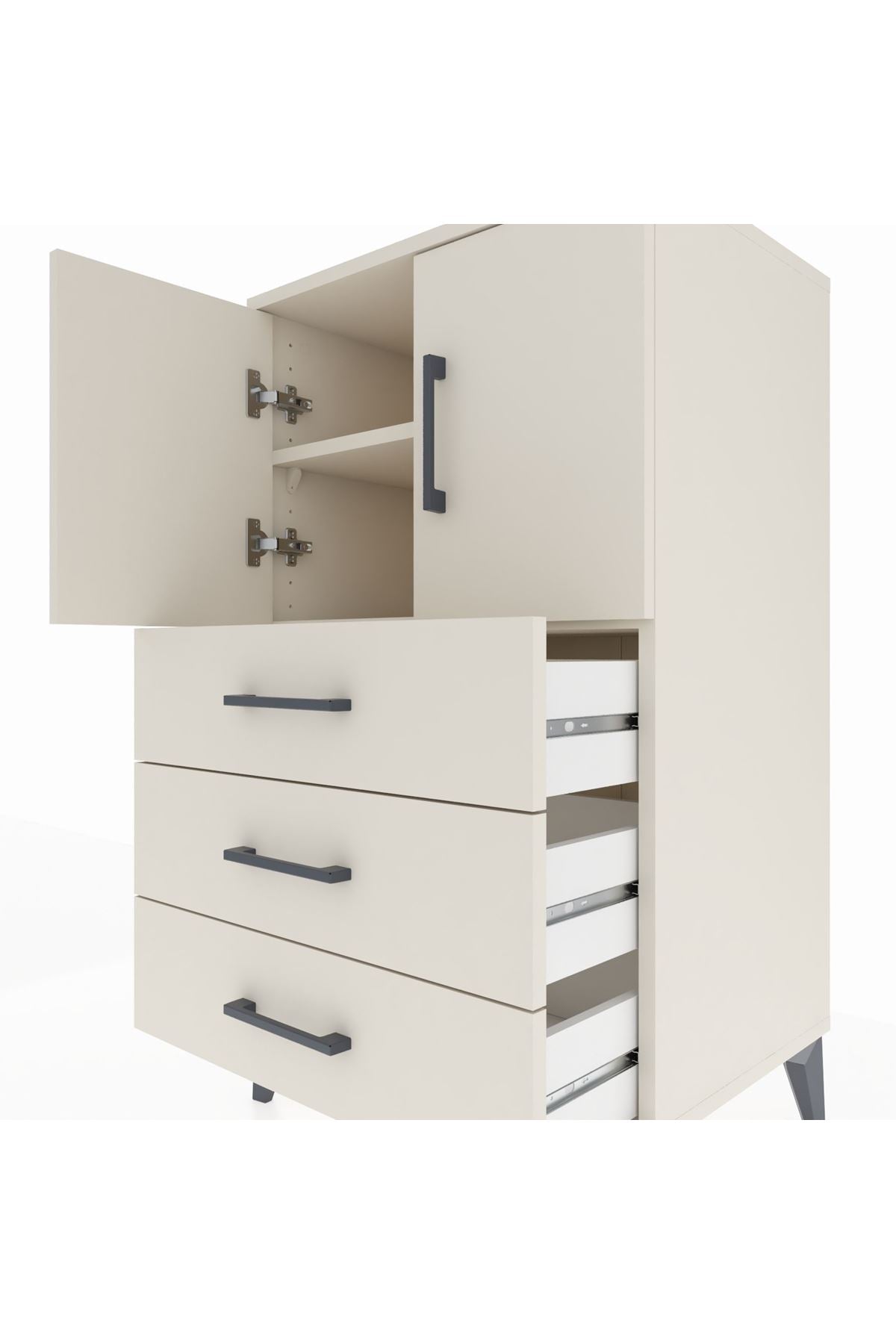 Hyperion Komodin 2 Raflı 3 Çekmeceli 2 Kapaklı 60x44x106 Aytaşı-Aytaşı