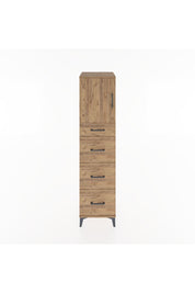 Hyperion Dolap Tek Raflı 4 Çekmeceli Tek Kapaklı 44x44x182 Çam-Çam