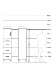 Hyperion Dolap Tek Raflı 4 Çekmeceli Tek Kapaklı 44x44x182 Çam-Çam