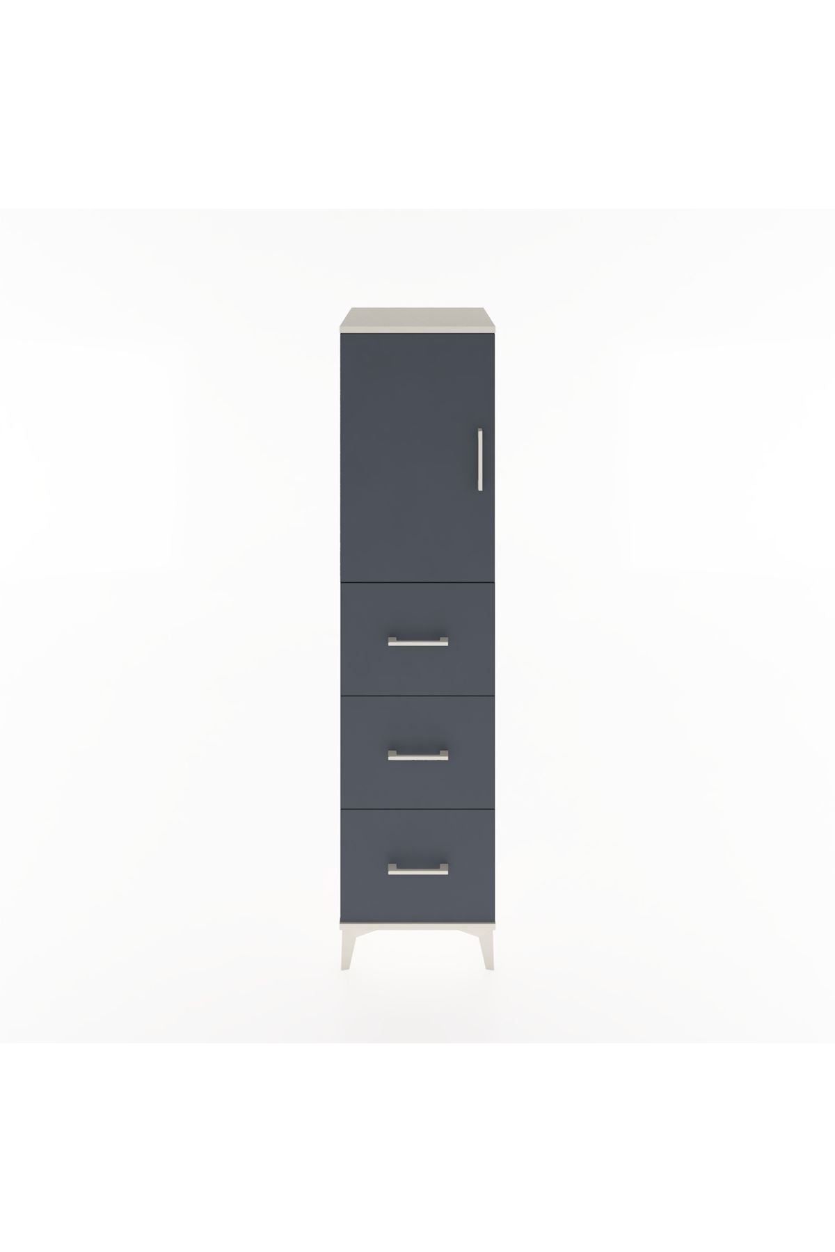 Hyperion Dolap 2 Raflı 3 Çekmeceli Tek Kapaklı 44x44x182 Aytaşı-Antrasit