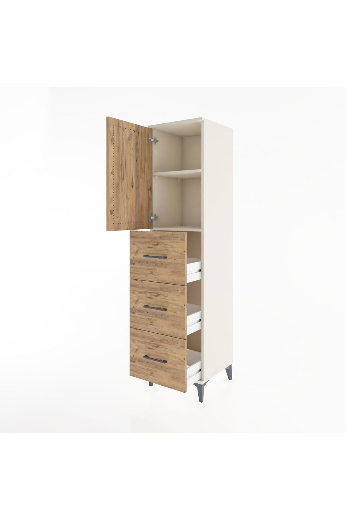 Hyperion Dolap 2 Raflı 3 Çekmeceli Tek Kapaklı 44x44x182 Aytaşı-Çam