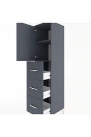 Hyperion Dolap 2 Raflı 3 Çekmeceli Tek Kapaklı 44x44x182 Antrasit-Antrasit