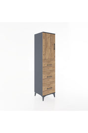 Hyperion Dolap 2 Raflı 3 Çekmeceli Tek Kapaklı 44x44x182 Antrasit-Çam