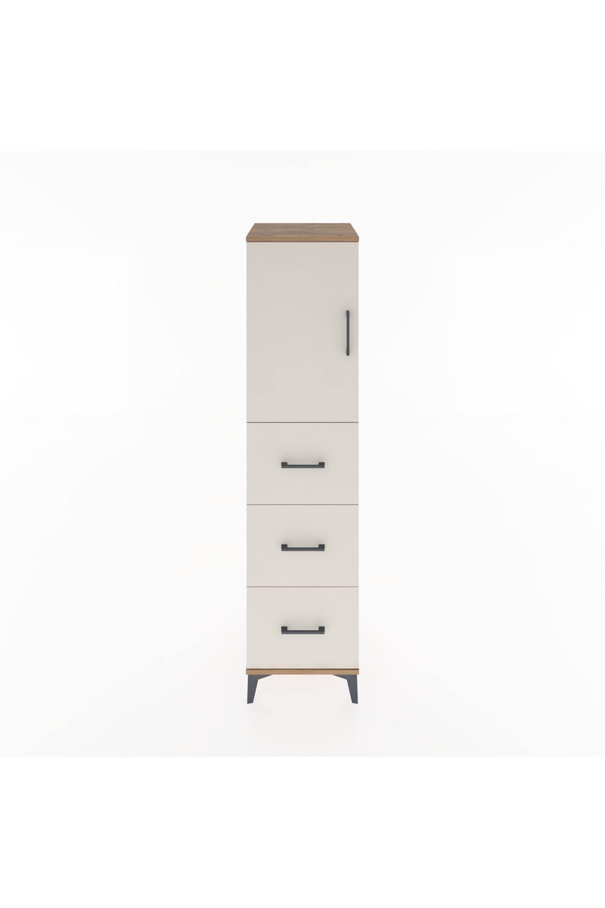 Hyperion Dolap 2 Raflı 3 Çekmeceli Tek Kapaklı 44x44x182 Çam-Aytaşı