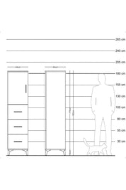 Hyperion Dolap 2 Raflı 3 Çekmeceli Tek Kapaklı 44x44x182 Çam-Aytaşı