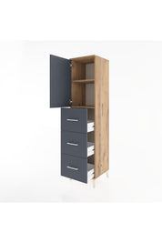 Hyperion Dolap 2 Raflı 3 Çekmeceli Tek Kapaklı 44x44x182 Çam-Antrasit