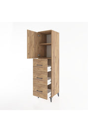 Hyperion Dolap 2 Raflı 3 Çekmeceli Tek Kapaklı 44x44x182 Çam-Çam