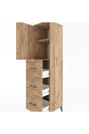 Hyperion Dolap 2 Raflı 3 Çekmeceli Tek Kapaklı 44x44x182 Çam-Çam