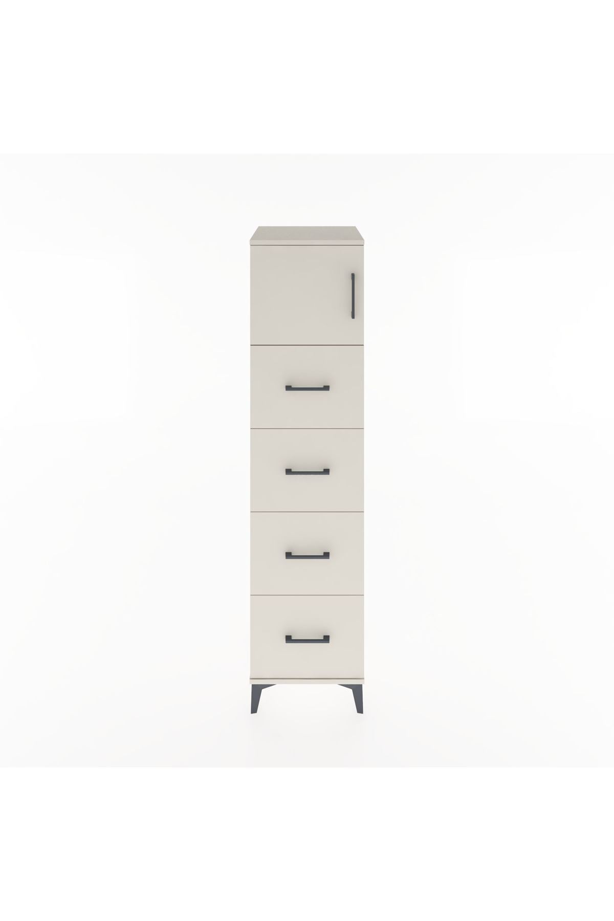 Hyperion Dolap Tek Raflı 4 Çekmeceli Tek Kapaklı 44x44x182 Aytaşı-Aytaşı