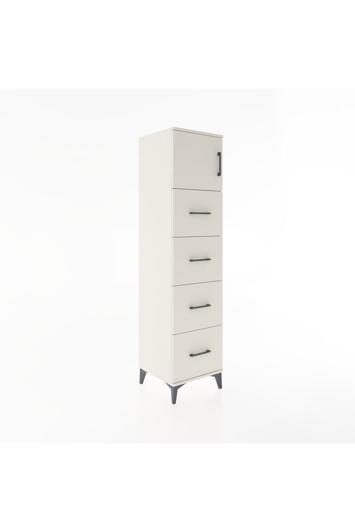 Hyperion Dolap Tek Raflı 4 Çekmeceli Tek Kapaklı 44x44x182 Aytaşı-Aytaşı