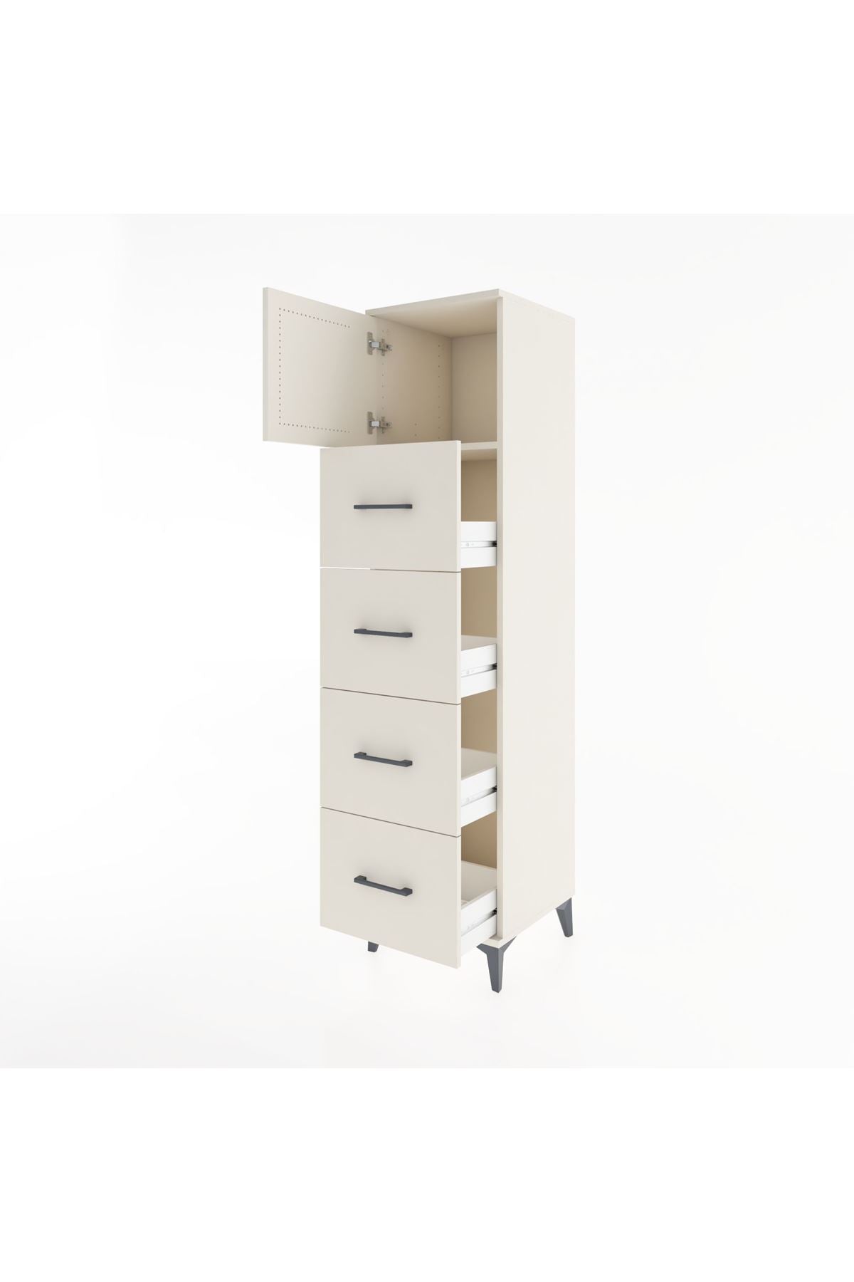 Hyperion Dolap Tek Raflı 4 Çekmeceli Tek Kapaklı 44x44x182 Aytaşı-Aytaşı