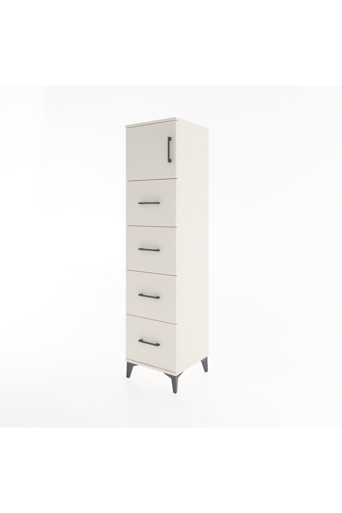 Hyperion Dolap Tek Raflı 4 Çekmeceli Tek Kapaklı 44x44x182 Aytaşı-Aytaşı