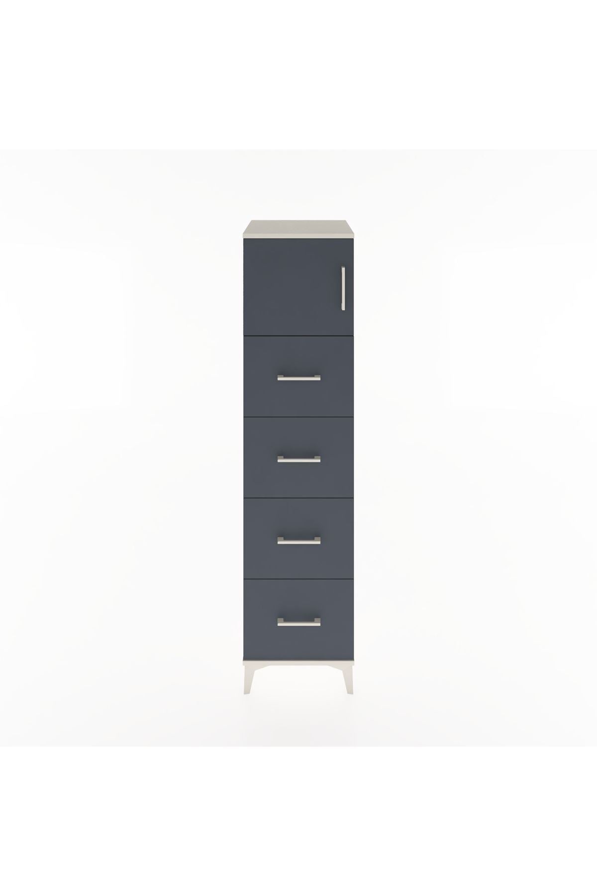 Hyperion Dolap Tek Raflı 4 Çekmeceli Tek Kapaklı 44x44x182 Aytaşı-Antrasit