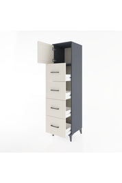 Hyperion Dolap Tek Raflı 4 Çekmeceli Tek Kapaklı 44x44x182 Antrasit-Aytaşı