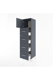 Hyperion Dolap Tek Raflı 4 Çekmeceli Tek Kapaklı 44x44x182 Antrasit-Antrasit