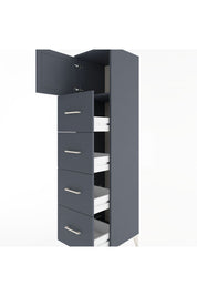 Hyperion Dolap Tek Raflı 4 Çekmeceli Tek Kapaklı 44x44x182 Antrasit-Antrasit