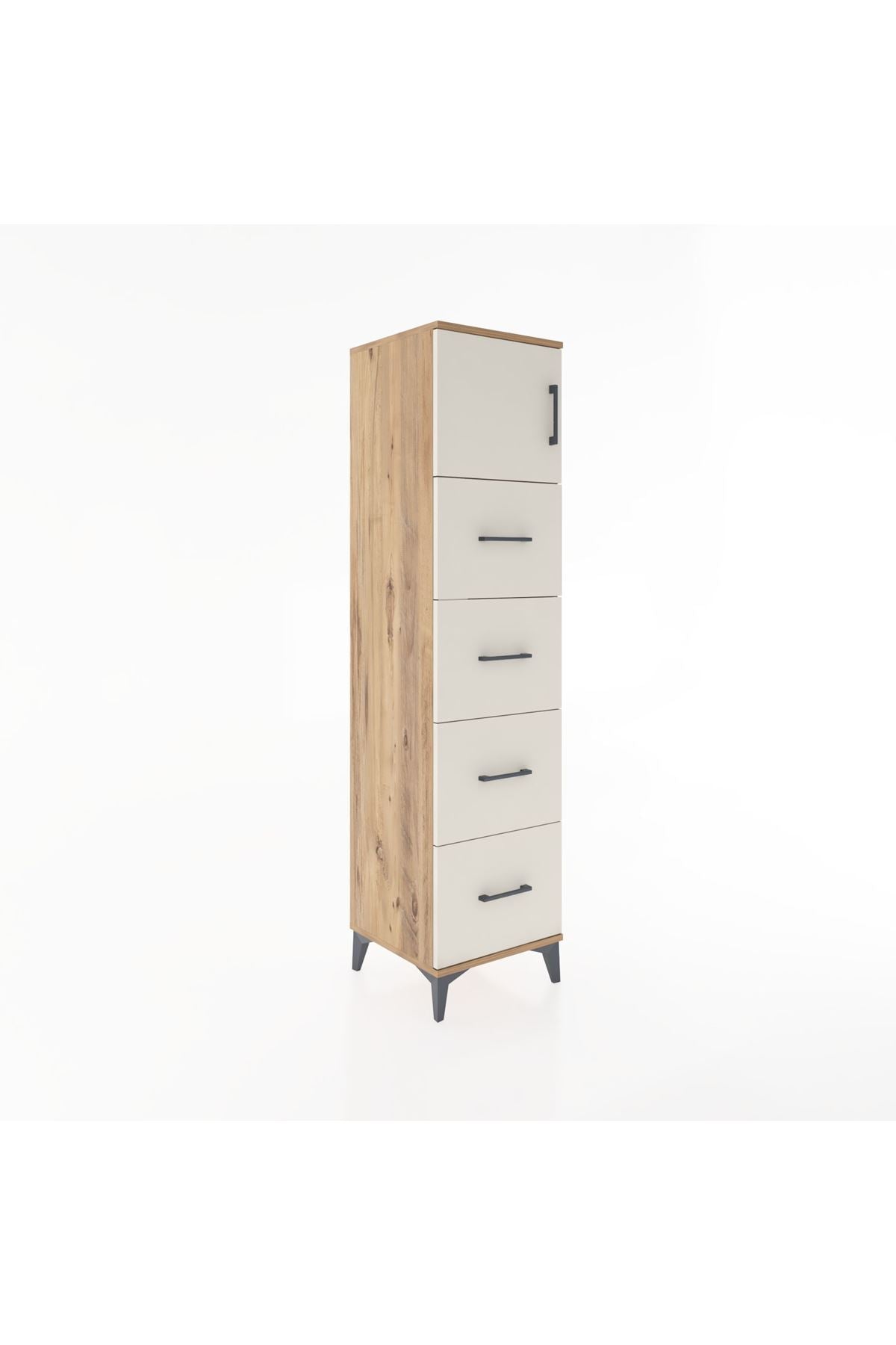 Hyperion Dolap Tek Raflı 4 Çekmeceli Tek Kapaklı 44x44x182 Çam-Aytaşı