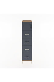 Hyperion Dolap Tek Raflı 4 Çekmeceli Tek Kapaklı 44x44x182 Çam-Antrasit