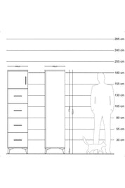 Hyperion Dolap Tek Raflı 4 Çekmeceli Tek Kapaklı 44x44x182 Çam-Antrasit