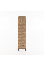 Hyperion Dolap Tek Raflı 4 Çekmeceli Tek Kapaklı 44x44x182 Çam-Çam