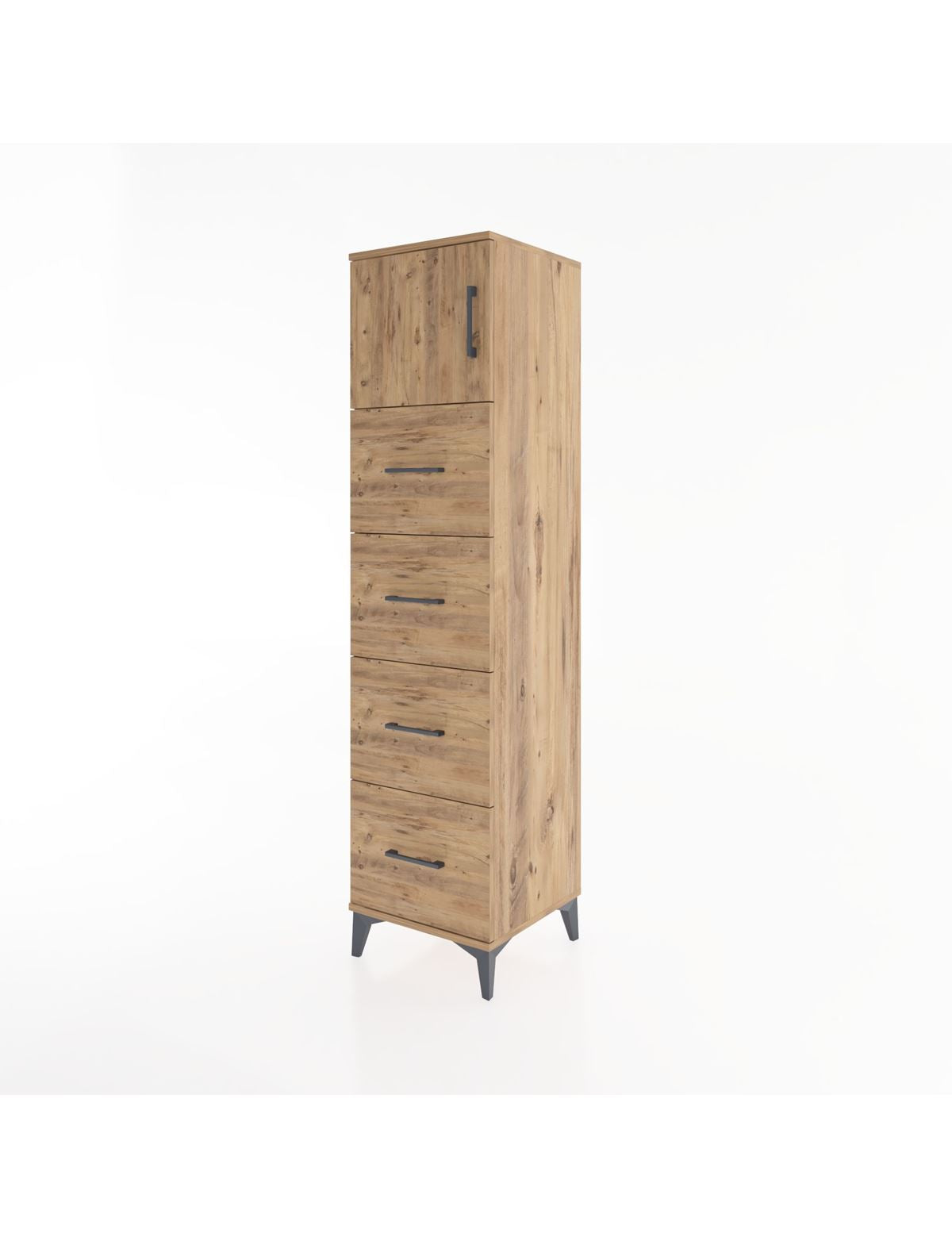 Hyperion Dolap Tek Raflı 4 Çekmeceli Tek Kapaklı 44x44x182 - S55M025V9B