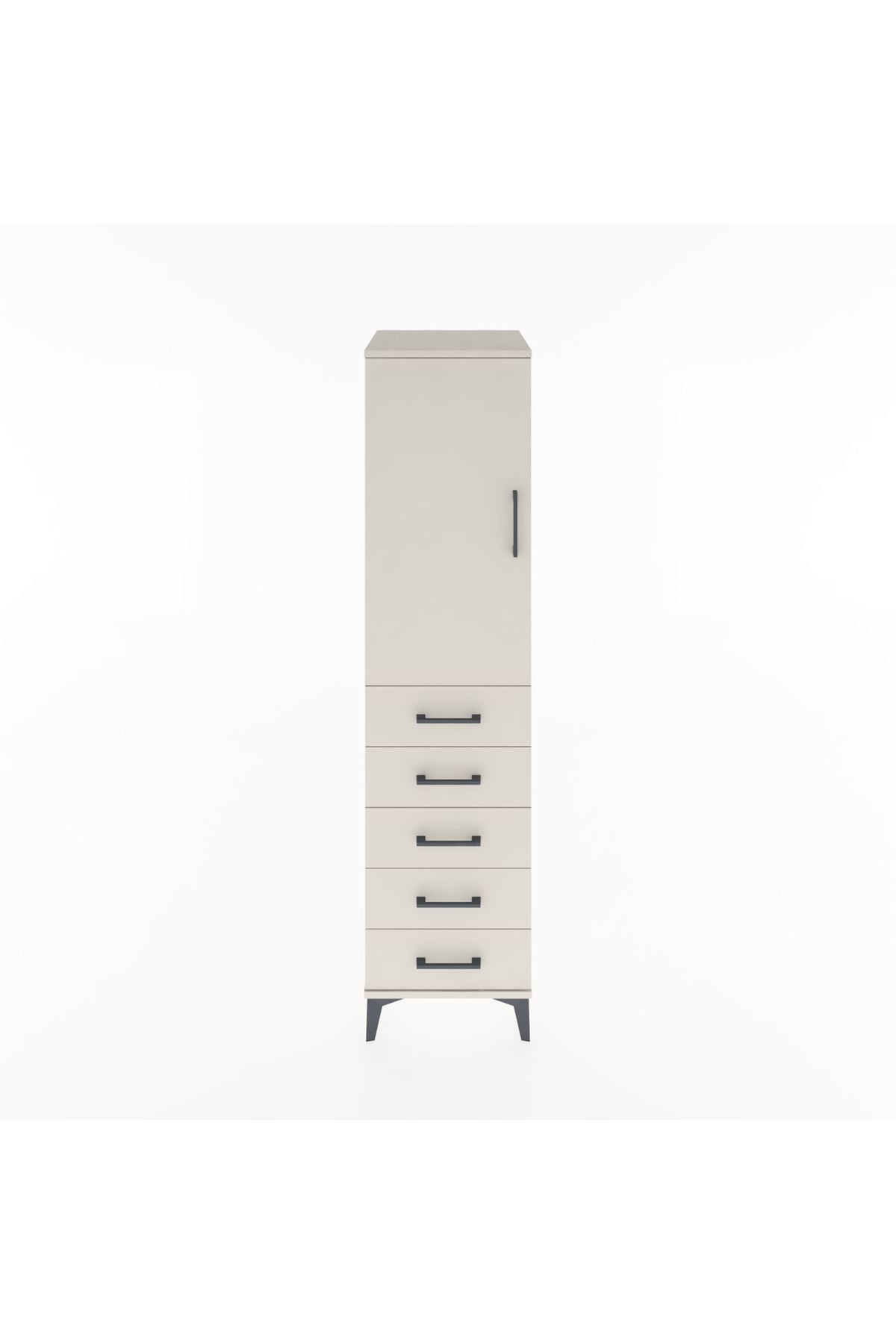 Hyperion Dolap Tek Raflı 5 Çekmeceli Tek Askılı 44x44x182 Aytaşı-Aytaşı