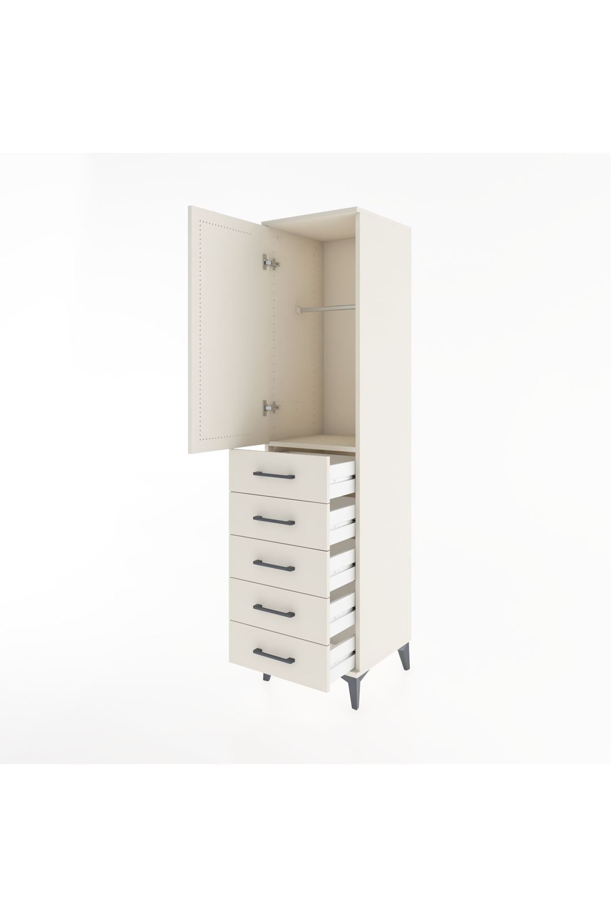 Hyperion Dolap Tek Raflı 5 Çekmeceli Tek Askılı 44x44x182 Aytaşı-Aytaşı