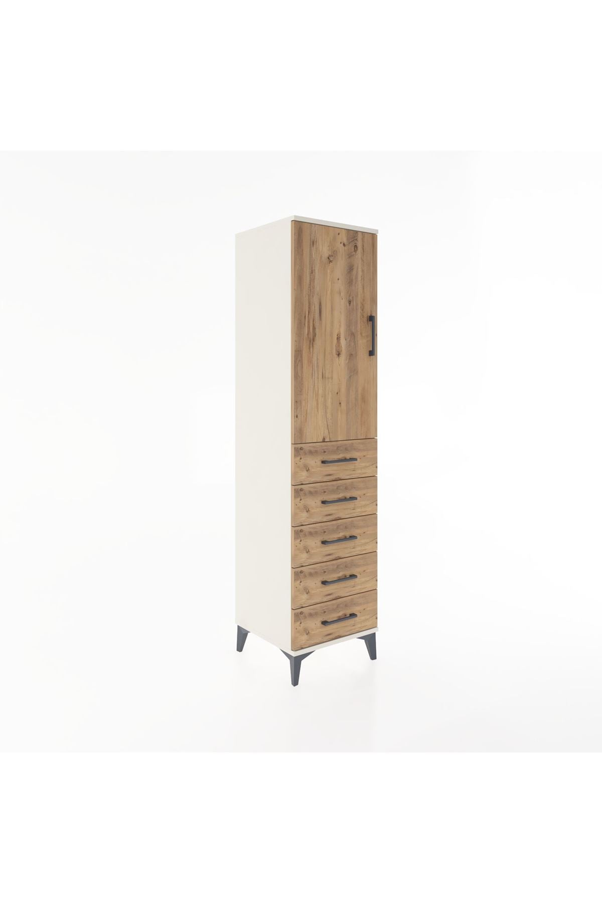 Hyperion Dolap Tek Raflı 5 Çekmeceli Tek Askılı 44x44x182 Aytaşı-Çam