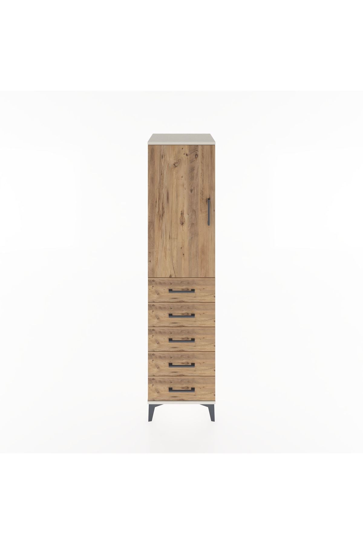 Hyperion Dolap Tek Raflı 5 Çekmeceli Tek Askılı 44x44x182 Aytaşı-Çam