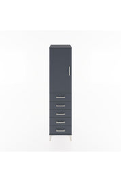 Hyperion Dolap Tek Raflı 5 Çekmeceli Tek Askılı 44x44x182 Antrasit-Antrasit