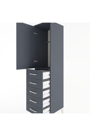 Hyperion Dolap Tek Raflı 5 Çekmeceli Tek Askılı 44x44x182 Antrasit-Antrasit