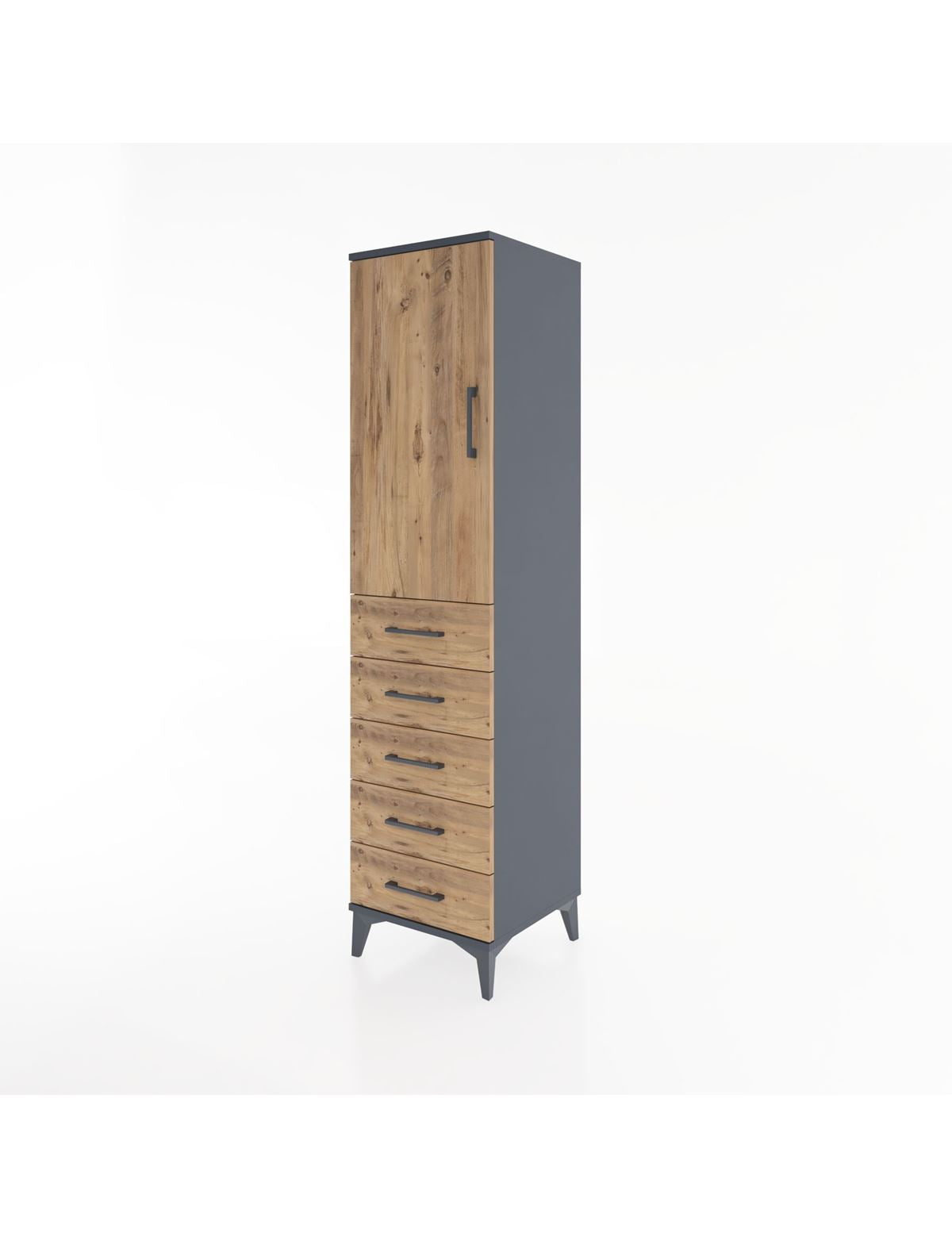 Hyperion Dolap Tek Raflı 5 Çekmeceli Tek Askılı 44x44x182 - S55M026V6B